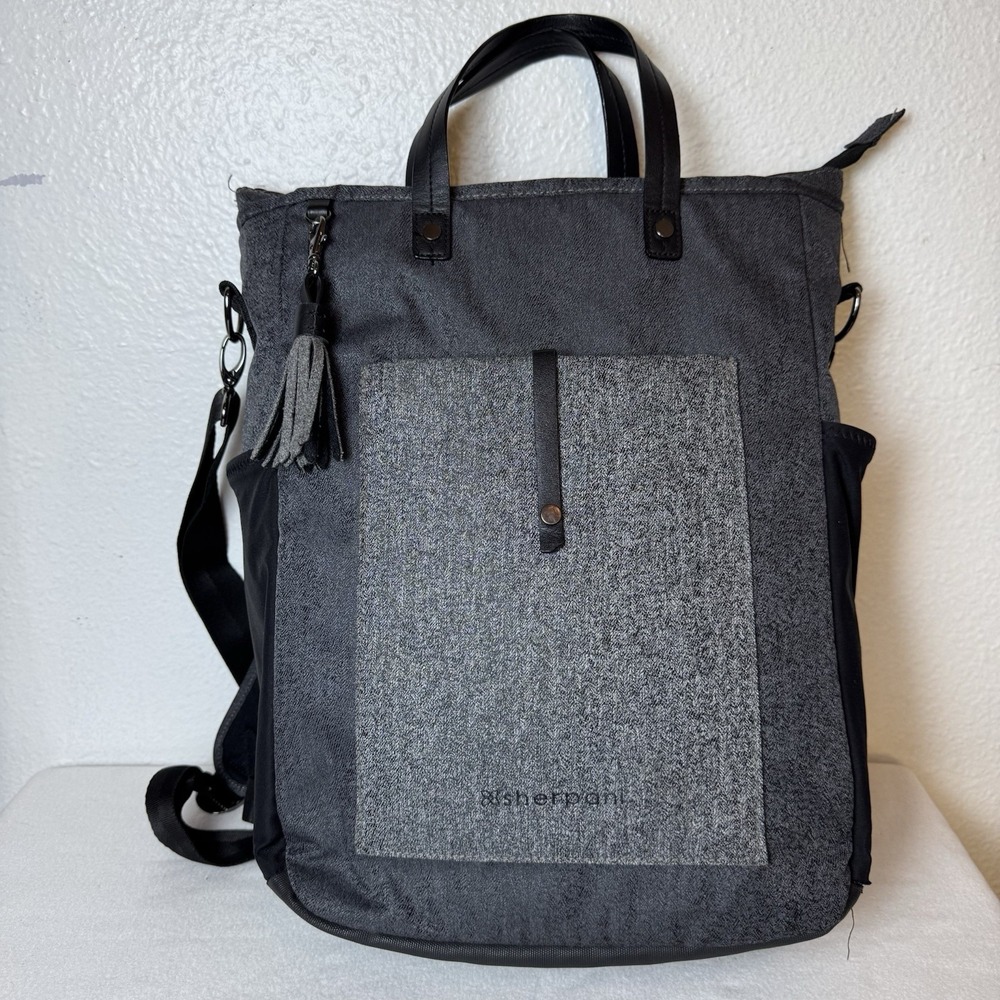 Sherpani Sojourn Anti-Theft Convertible Tote Crossbody Backpack Black gray